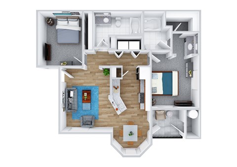 2x2 floor plan at Tribeca North Apartment Homes